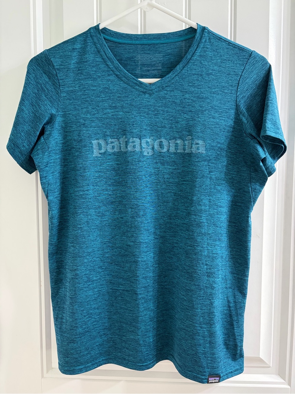 Patagonia Teal Heather V-Neck Short Sleeve Tee - Women's